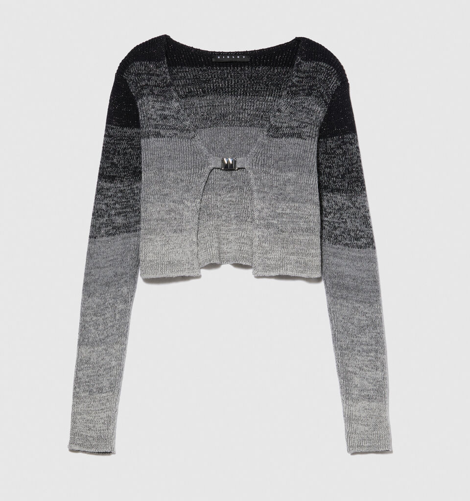 Faded lurex cardigan - girls' knitwear - Dark Gray | Sisley Young image number 1